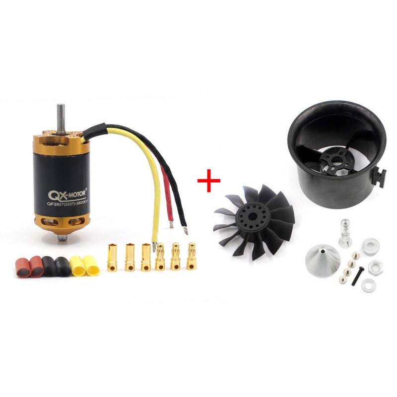QX-Motor 70mm Ducted Fan 12 Blades EDF QF2827 3800KV Brushless Motor For RC Drone Model Parts Only Fan