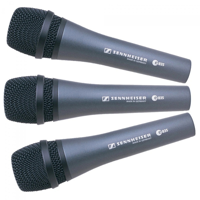 Sennheiser E835 - Cardioid Handheld Dynamic Microphone Kit (3-Pack)