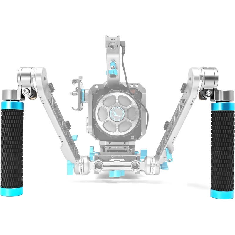 Kondor Blue Quick Release Rosette Hand Grip Set (Right and Left) + Dual Rod Clamp (Space Gray)