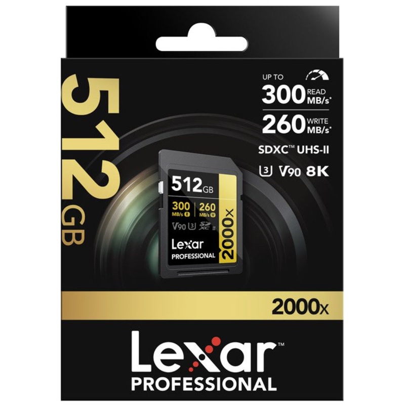 Lexar Professional Gold 512GB SDXC UHS-II 300MB/s Memory Card - V90