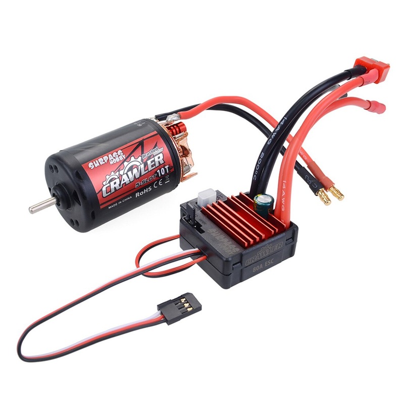 Surpass Hobby Waterproof 5-Slot 550 10T 12T 16T 20T Motor 80A ESC for TRAXXAS Cars For 1/10 1/12 RC Car Boat 5-Slot 550 10T