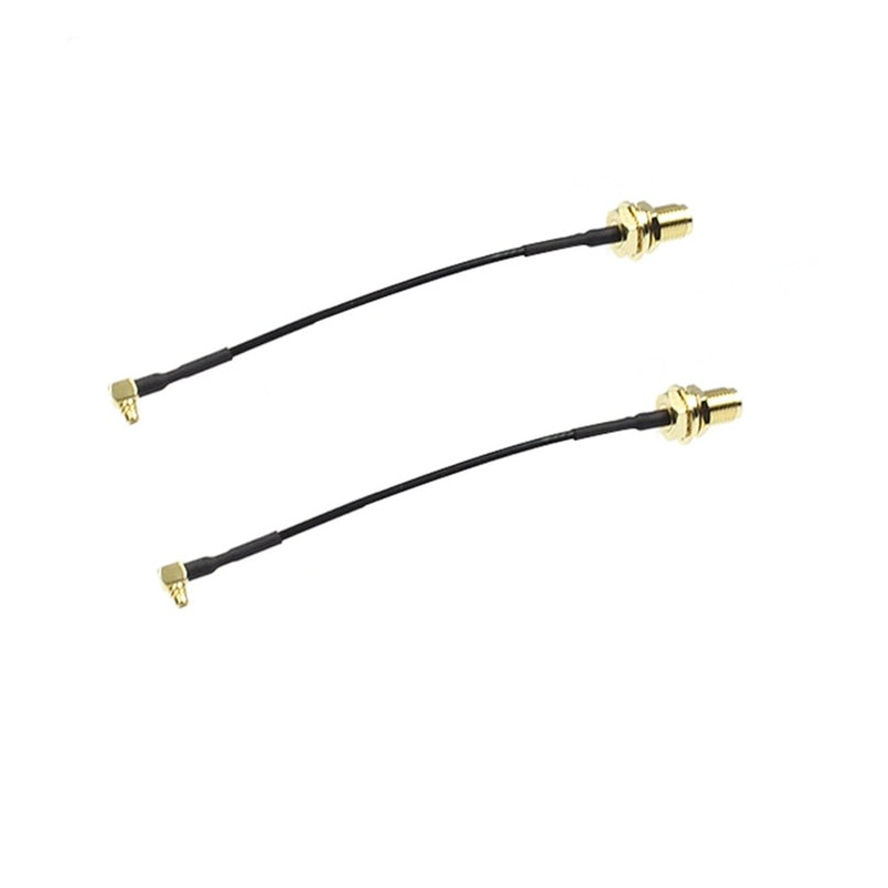 2PCS MMCX Right Angle to SMA / RP-SMA Female Antenna Connector Extension Cord 10mm for FPV Racing Drone RC Quadcopter RP-SMA