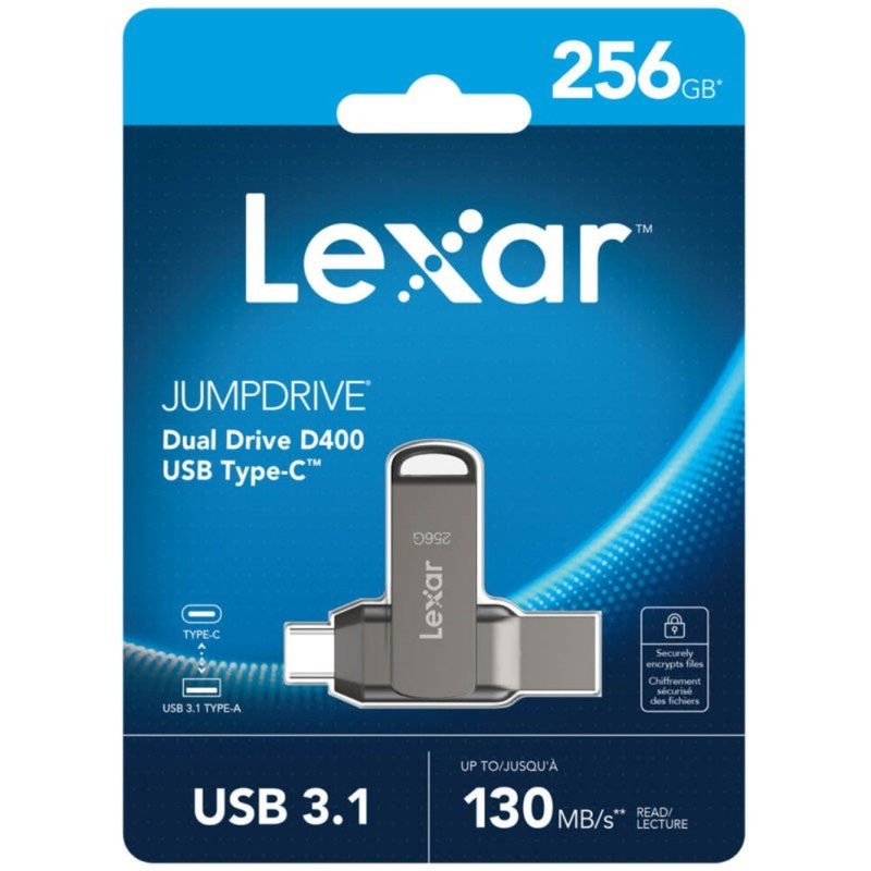 Lexar JumpDrive 256GB Dual Drive D400 USB 3.1 Type-C Capacity