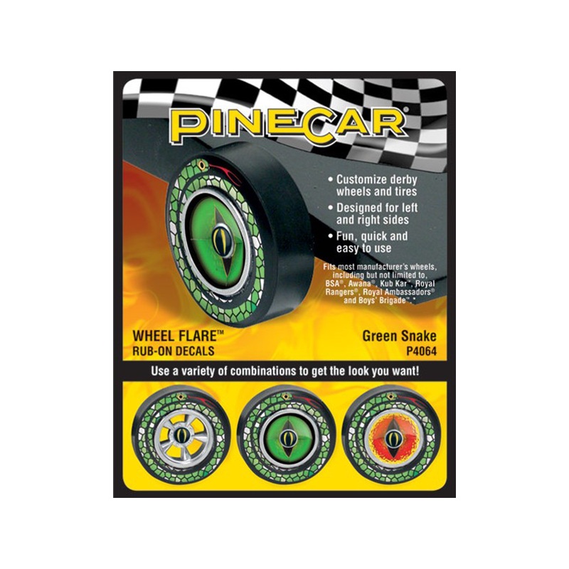 Pine Car Dry Transfer Wheel Flare Green Snake