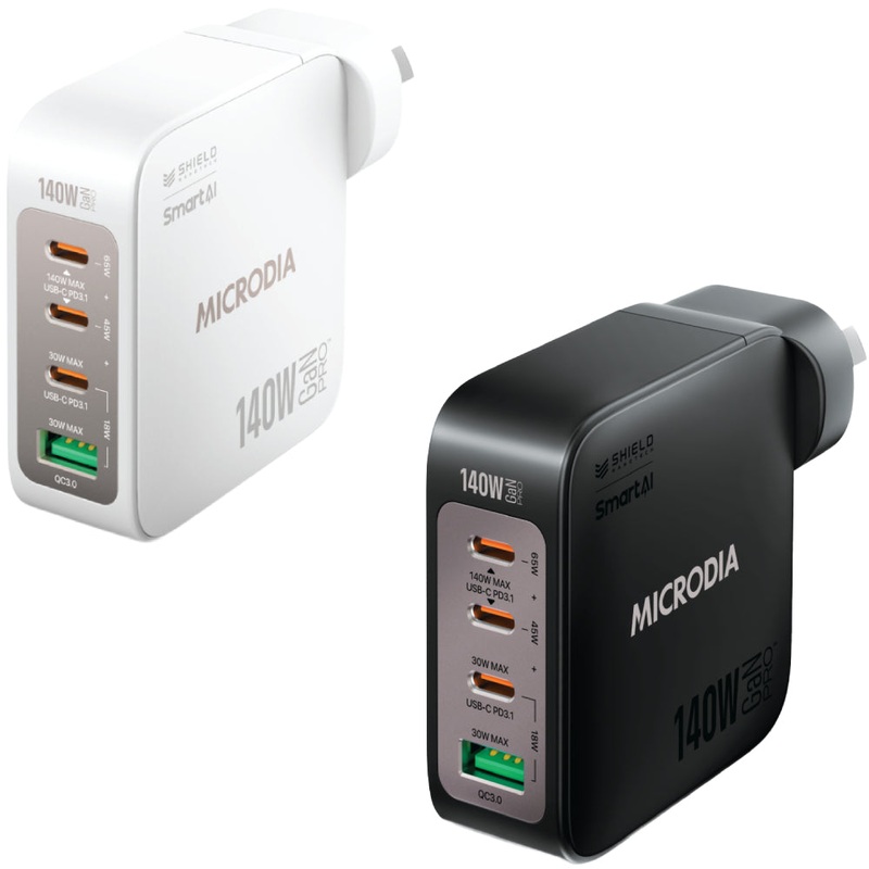Microdia SmartCube Nano 140W 4 Port GaN Wall Charger White