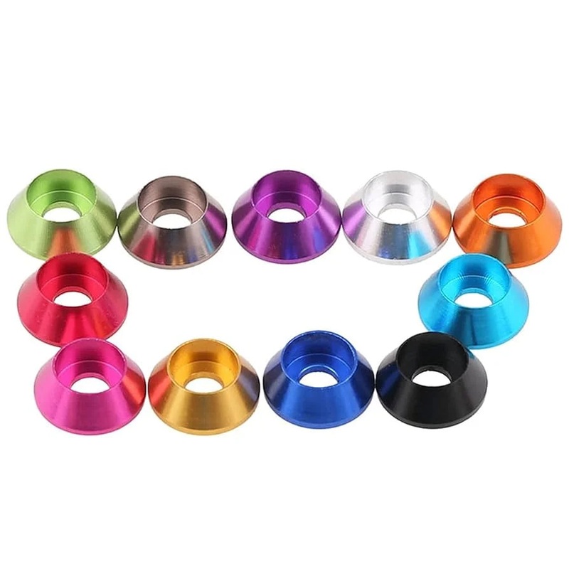 10pc M2 Countersunk Washers Coloured Aluminium Pack Black