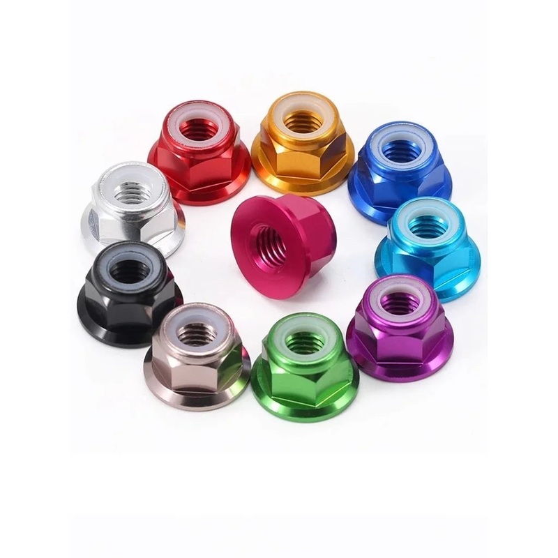 10pc M3 Locknuts with Flange CW Nuts pack Aluminium Black