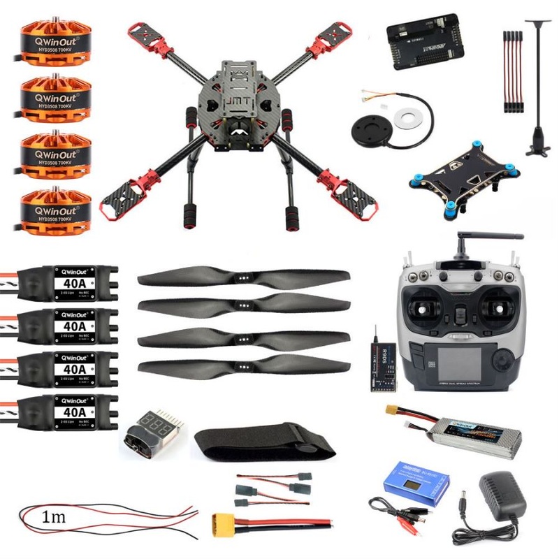 QWinOut J630 DIY Full Set FPV 2.4GHz 4-Aixs RC Aircraft APM2.8 Flight Controller M7N GPS 630MM Carbon Fiber Frame Props with AT9S TX Copter