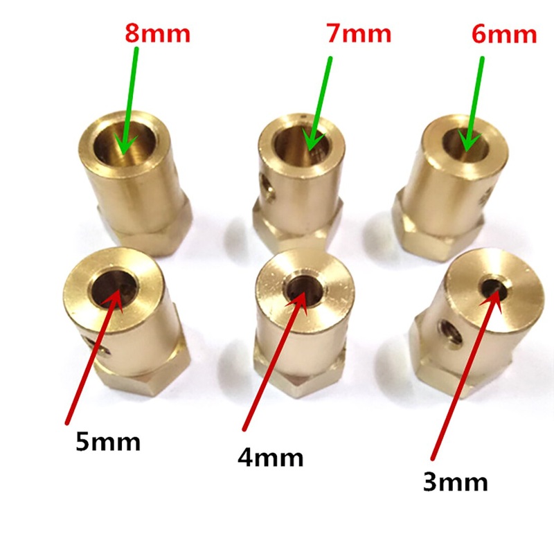 QWinOut 5PCS Motor Hex Coupling Hexagonal Brass Connector Connecting Shaft Copper Connector for Motor Wheel DIY Robot Car Chassis 2mm