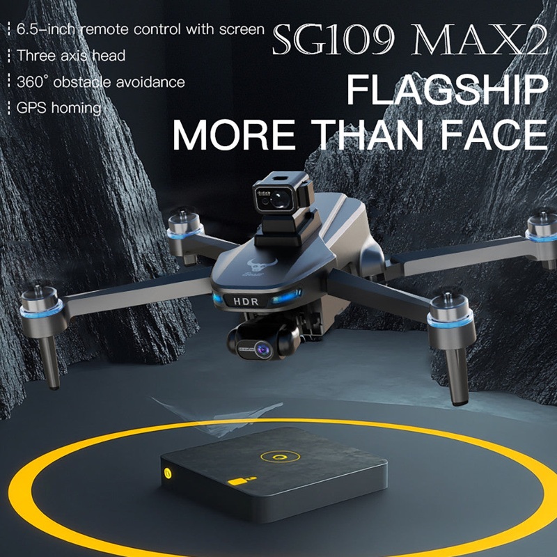 ZLL SG109 MAX 2 Quadcopter HD 3 Axis Gimbal Laser Obstacle Avoidance GPS Positioning With 6.5inch Screen Remote Controller black