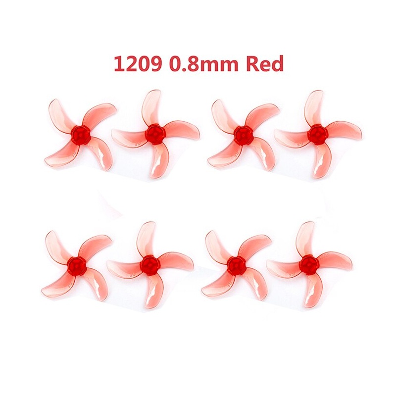 4Pairs(4CW+4CCW) Gemfan 1208 3-Blade / 1209 4-Blade 31mm PC Propeller 0.8mm 1mm 1.5mm for FPV Freestyle Tinywhoop Drones 1208 0.8mm Red