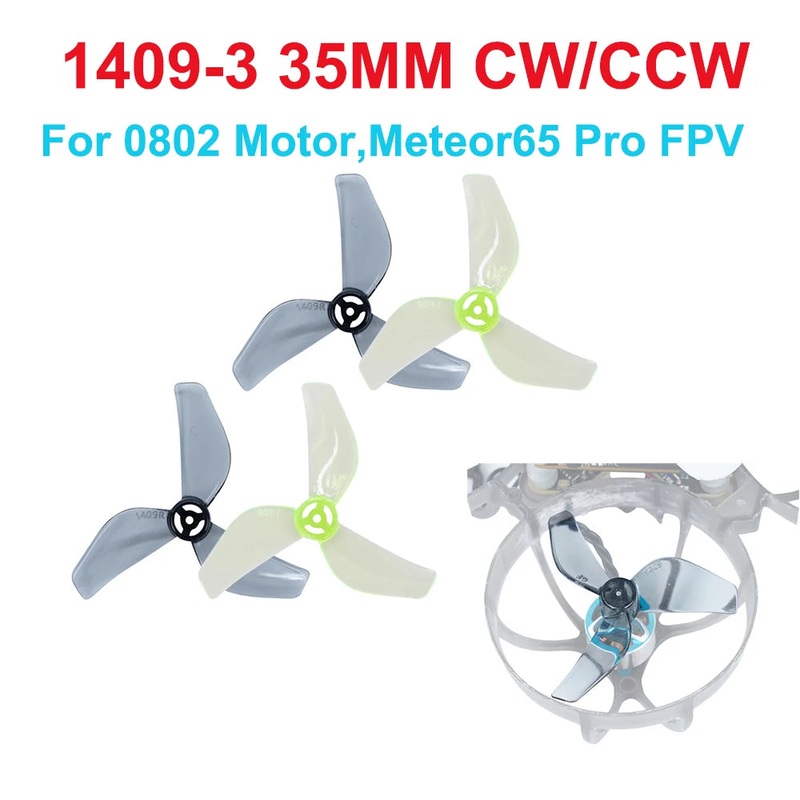 Gemfan 14093-BladePropeller(8CW+8CCW)35mm1mmShaftHole forMeteor65ProFPVWhoop Suit for 0802 Brushless Motors 1409 Gray