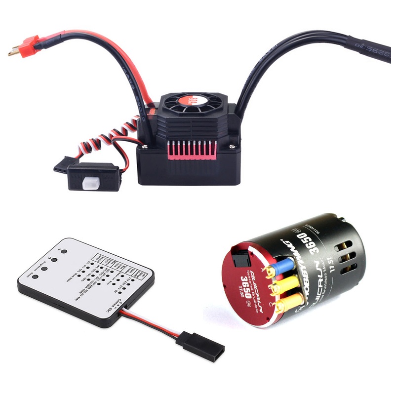 Hobbywing QUICRUN 3650 Sensored 17.5T 2-3S Racing Brushless Motor with 60A Waterproof ESC & LED Programing Card for 1/10 Rc Car
