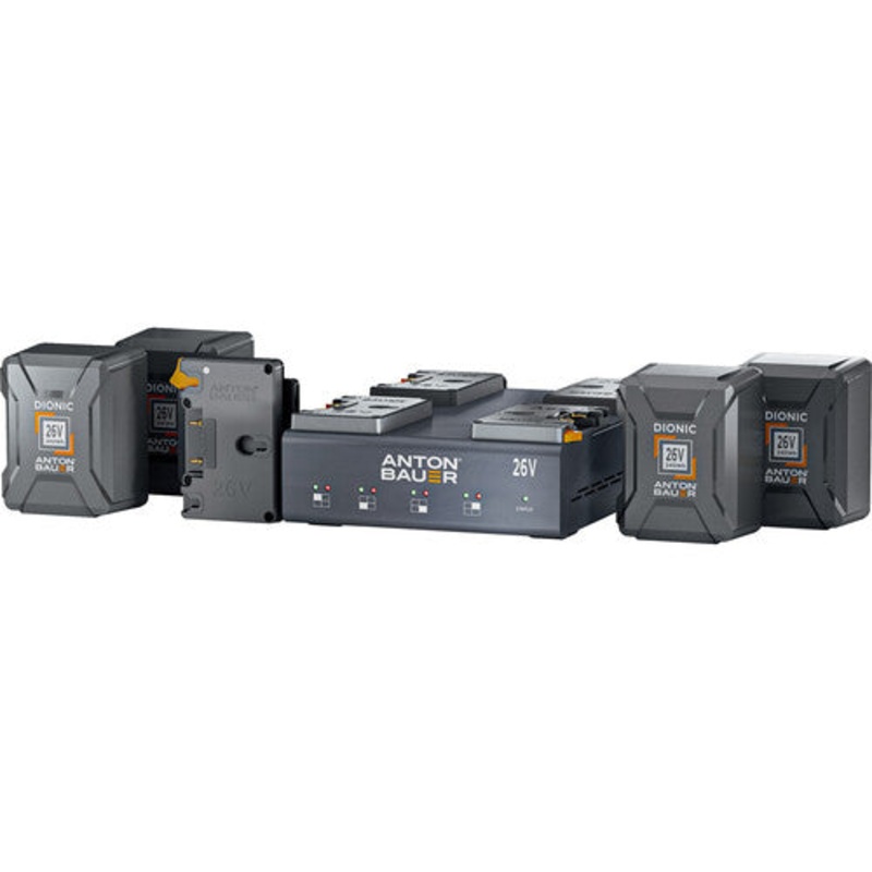 Anton Bauer ARRI 35 GM+ plate, 26VLP4 Charger and 4 X 26V, 240Wh batteries