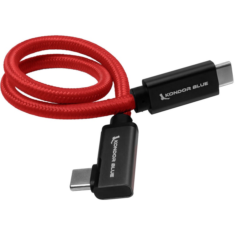 Kondor Blue Right-Angle USB-C 3.1 Gen 2 Cable (12", Cardinal Red) Cardinal Red