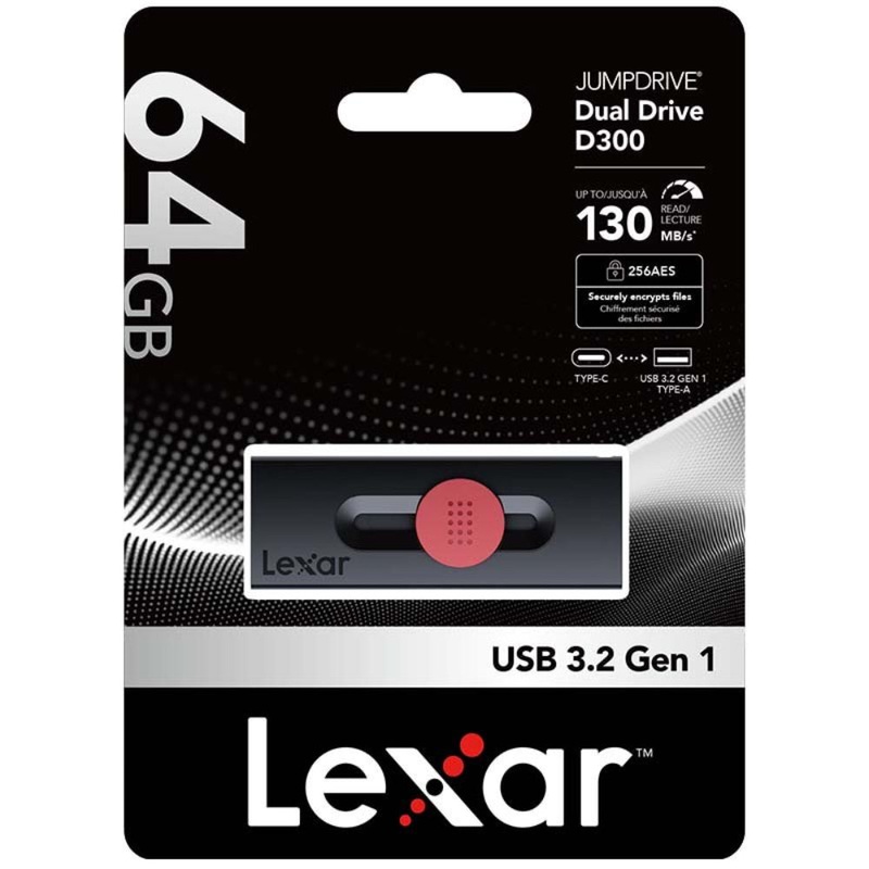 Lexar JumpDrive 64GB Dual Drive D300 USB 3.2 Gen 1 Type-C Capacity