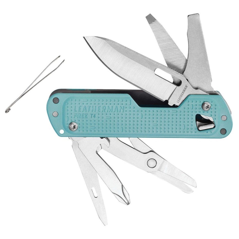 Leatherman FREE T4 Compact Pocket Multi-Tool 420HC S/S Blade 12 Tools with Pocket Clip Arctic