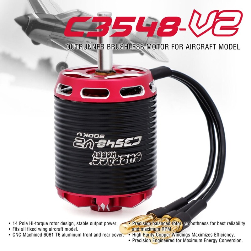 Surpass Hobby C2822 C2826 C2830 C2834 C2838 C3530 C3536 V2 2-3S 2-4S 14-pole Outrunner Brushless Motor For Fixed-wing Aircraft C2822 2300KV Motor