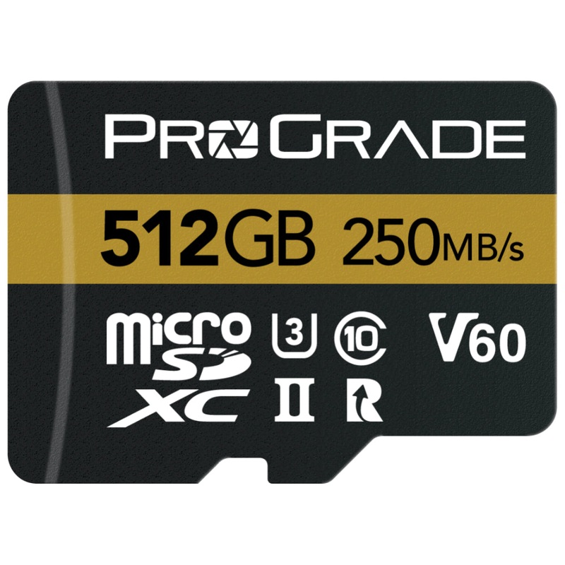 ProGrade Digital 512GB microSDXC UHS-II 250MB/s Gold Memory Card with Adapter - V60