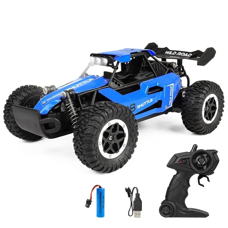 1:16 RC Car 20Km/h High-Speed Off-Road Truck, 2WD, Alloy Body, 50m Range, 30min Runtime Black 1B with Box
