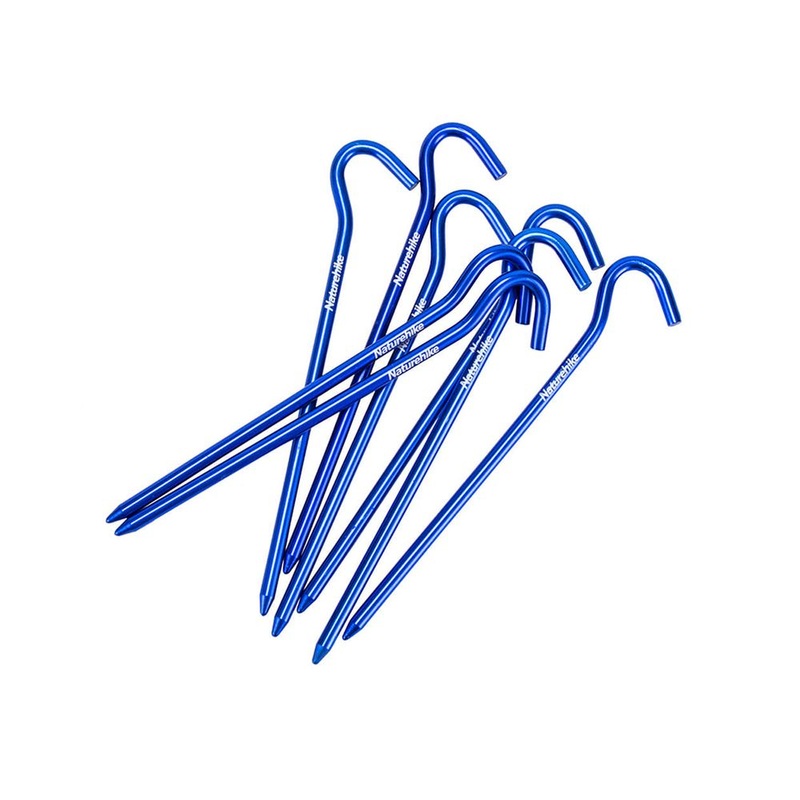 Naturehike Aluminum Tent Stakes With Hook, 16cm, Blue (Set of 8)