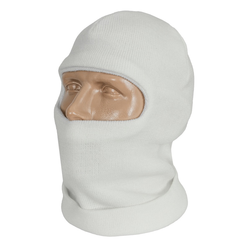 White Knit Balaclava With Single Opening