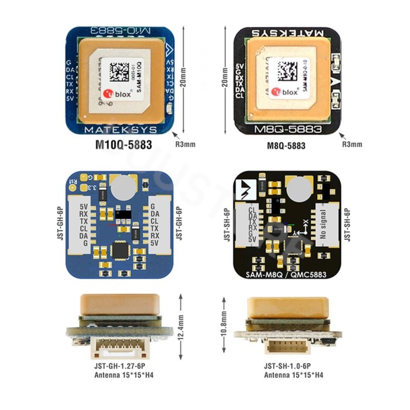 20X20mm MATEK M10Q-5883 GNSS GPS Module - Magnetic Compass QMC5883L M8Q Update f/ RC Model Airplane FPV Freestyle Long Range Drone M10Q-5883