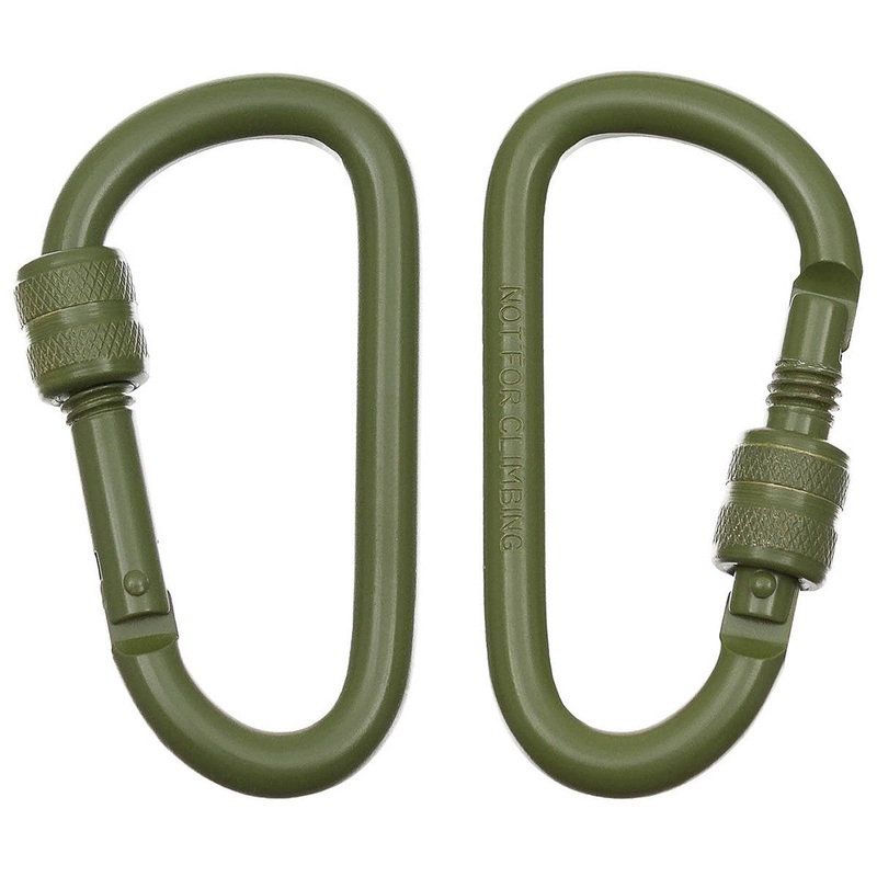 MFH 8Mm x 8Cm Aluminum Carabiner in Olive Green