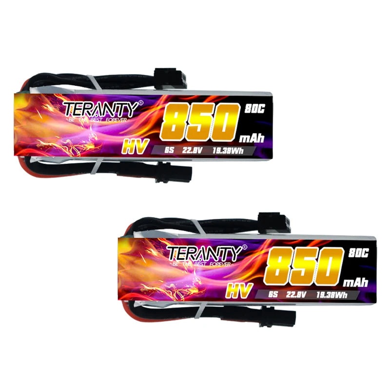 Teranty 6S HV 22.8V 850mAh 80/160C Lipo Battery for FPV Racing Battery 2Pcs