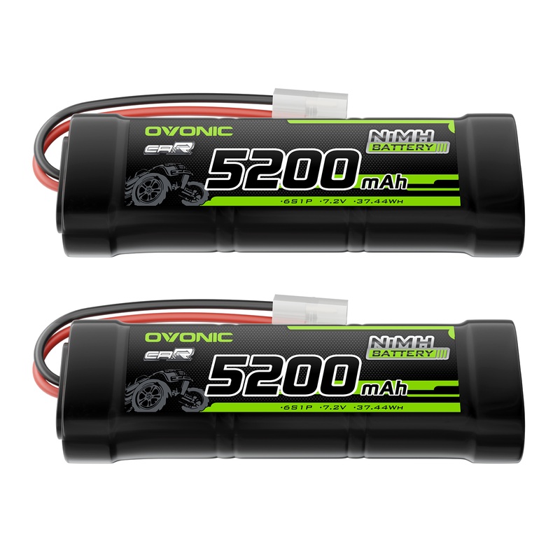 2 OVONIC 7.2V 5200mAh NiMH Battery Pack 6-Cell with Tamiya Plug for RC Cars & Trucks