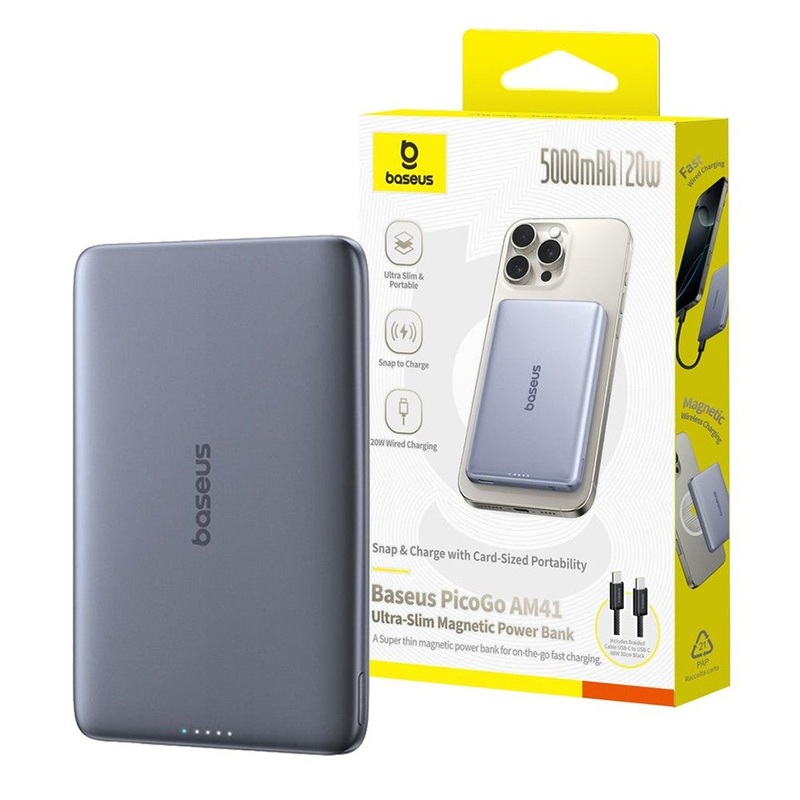 Baseus PicoGo AM41 Ultra-Slim Magnetic Power Bank 5000mAh 20W Cosmic Black