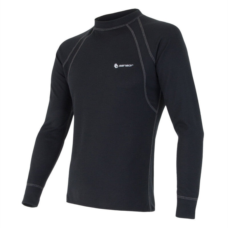 Sensor Double Face Men's Long Sleeve Thermal Shirt - Black
