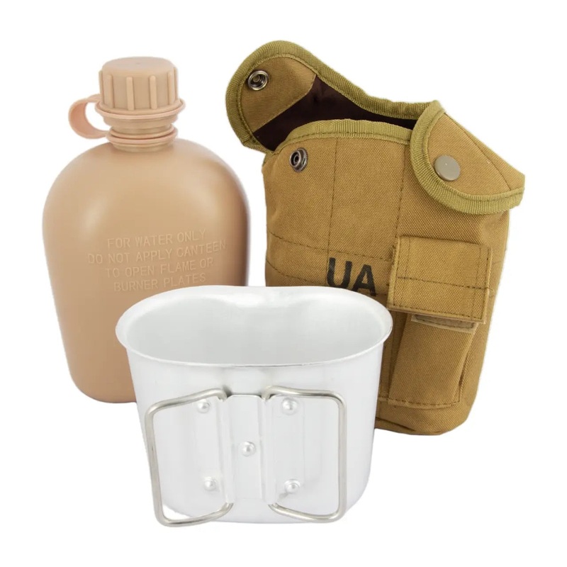 1-Liter Water Bottle with Pot and Coyote Cover