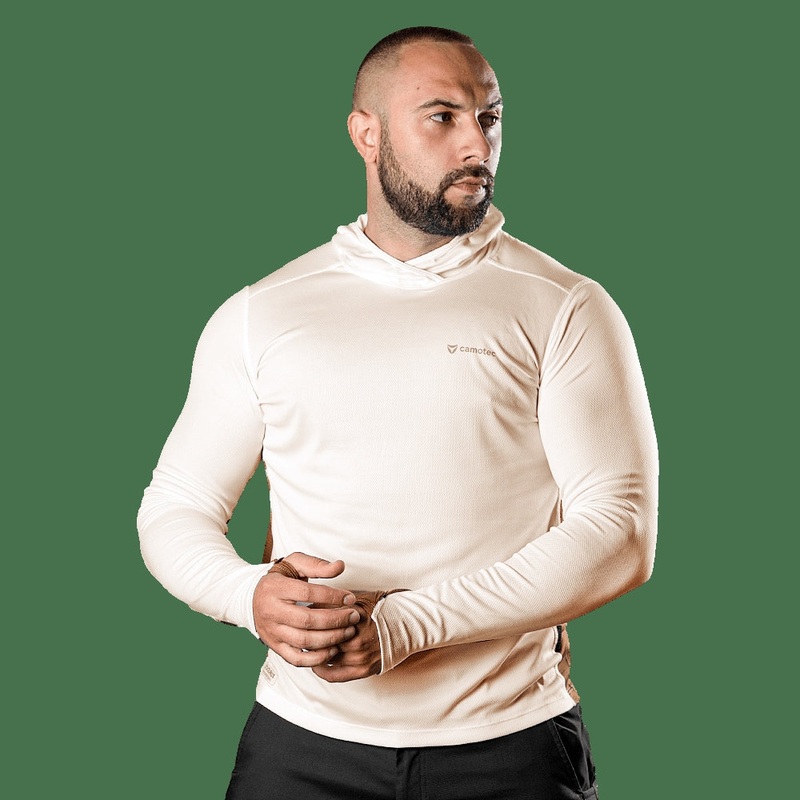Chiton Air Cream Hooded Long Sleeve Shirt, Size S