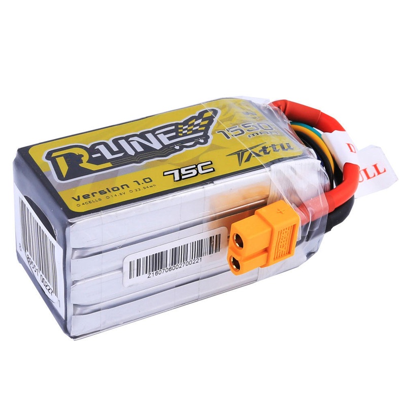 Tattu R-Line 1550mAh 4S 75C LiPo Battery Pack 14.8V with XT60 Plug for FPV Racing