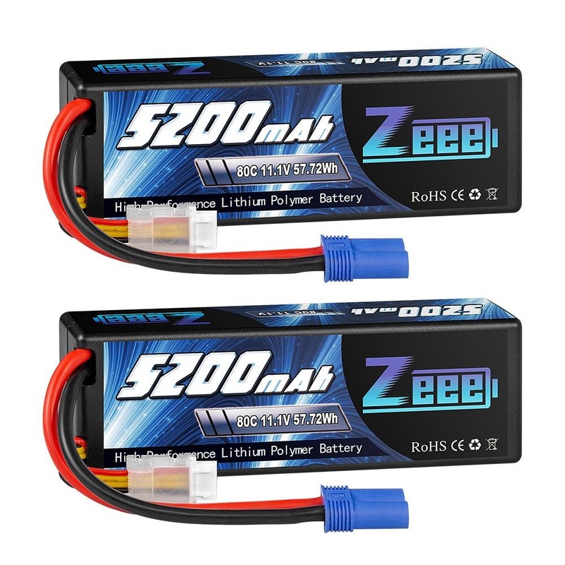 2units Zeee 11.1V 80C 5200mAh 3S Lipo Battery with EC5 Connector Hardcase Battery for RC Car Boat Truck Helicopter Airplane FPV Drone Battery EC5 Plug