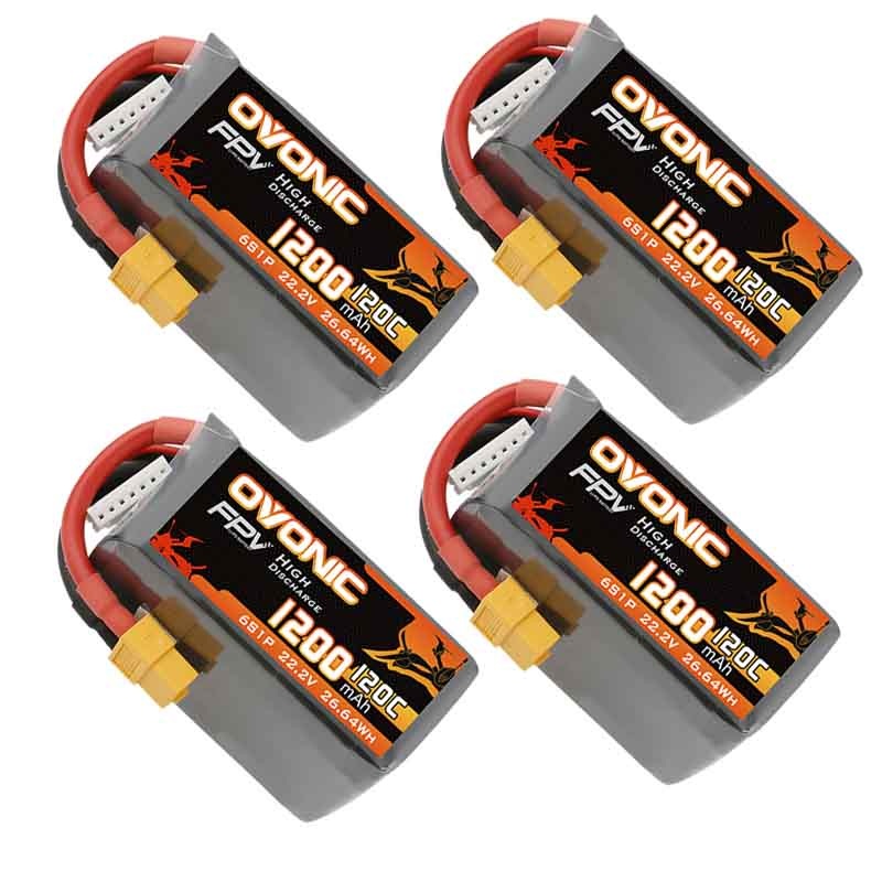 4Ovonic 120C 6S 1200mAh LiPo Battery 22.2V with XT60 Plug for FPV Racing