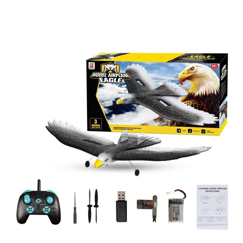 RC Plane Wingspan Eagle Bionic Aircraft Fighter - Radio Control Remote Control Hobby Glider Airplane Foam Boys Toys for Boys 2CH