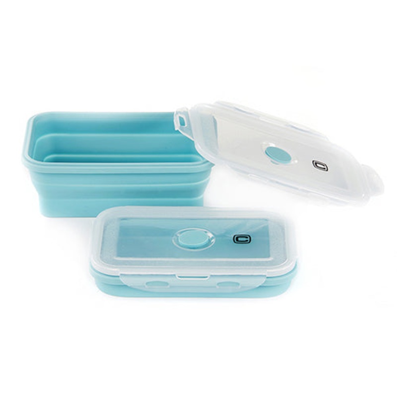Blue Collapsible Lunch Box with Locking Lid, 800ml Capacity