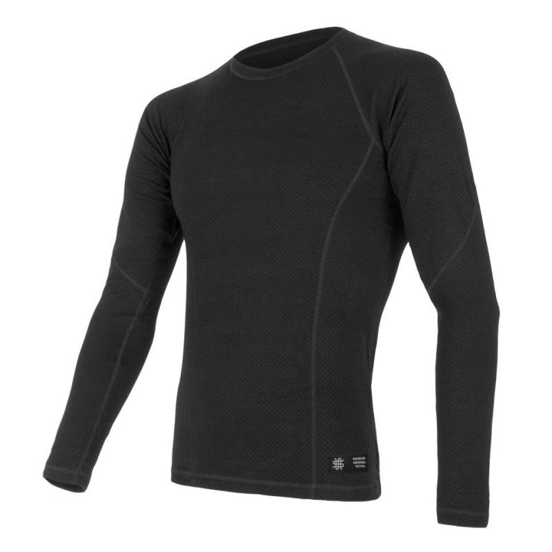Sensor Men's Merino DF Long Sleeve Thermal Shirt in Black