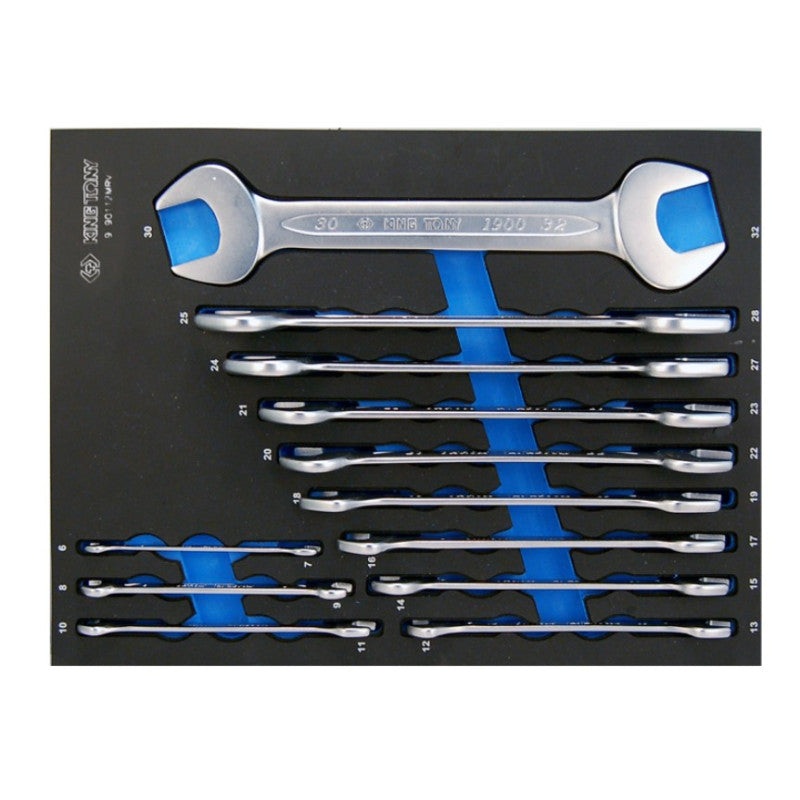 12-Piece Metric Open-End Wrench Set, 6-32mm in Storage Tray