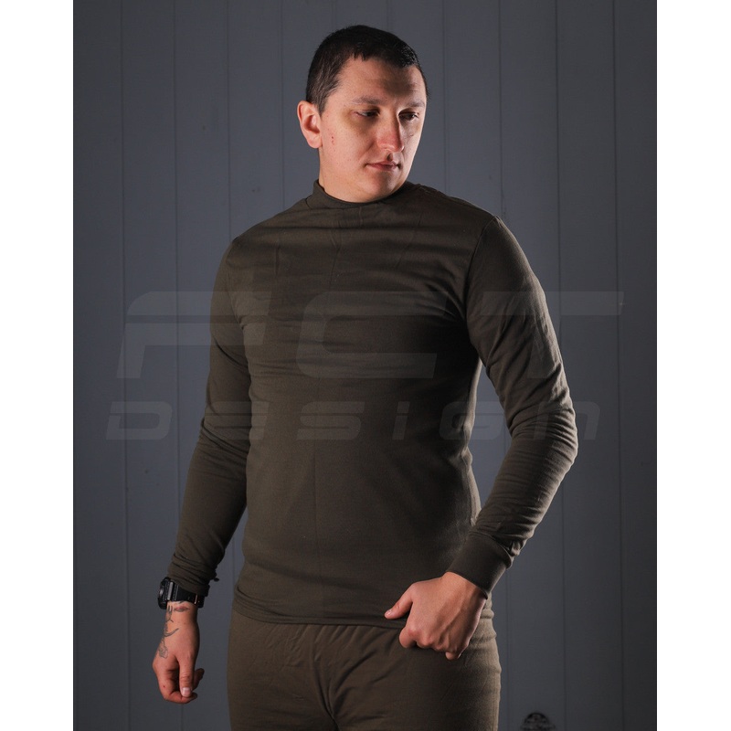 Fleece-Lined Khaki Knit Golf Sweater