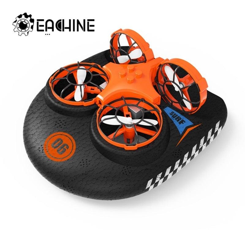 Eachine E016F - 3-in-1 EPP Flying Air Boat Land Driving Mode Detachable RC Drone Quadcopter RC Boat RC Car For kid Gift Orange