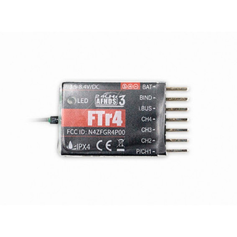 FLYSKY FTr4 Receiver - 2.4GHz 4ch AFHDS 3 protocol w/S-Bus/i-Bus/PPM/PWM Support & NB4/PL18 Compatibility
