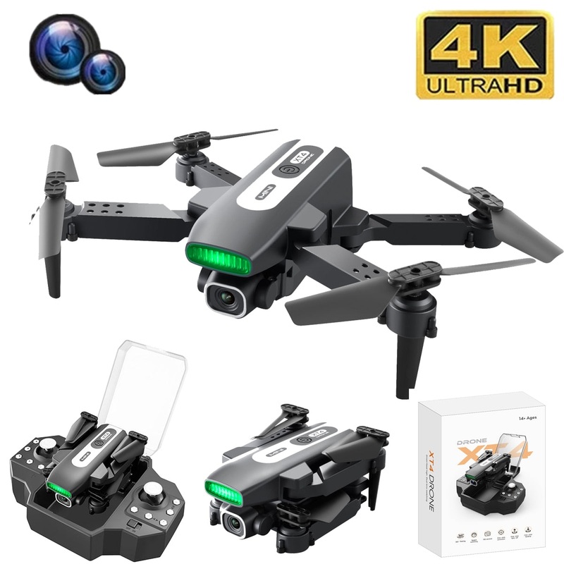 XT4 Mini Drone - 4K 1080P HD Camera WiFi Fpv Air Pressure Altitude Hold Foldable Quadcopter RC Dron Kid Toy Boys GIfts 4K one camera-1B