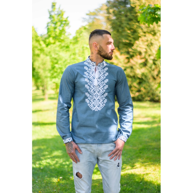 Embroidered Men's Long Sleeve Shirt