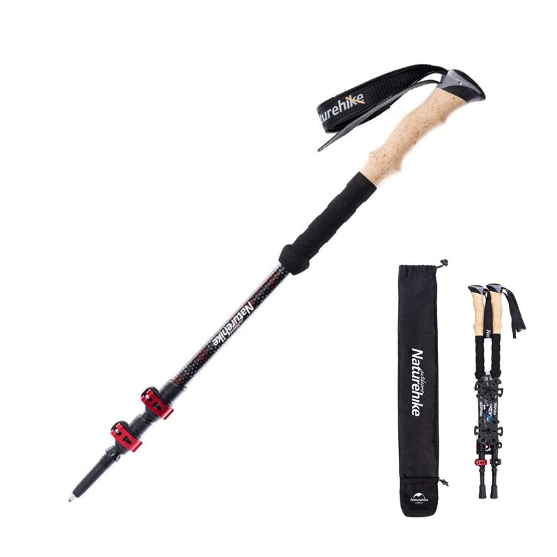 Naturehike NH20DS003 Trekking Poles, 135 cm, Black/Red, Set of 2