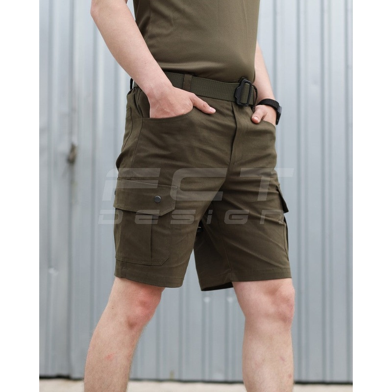 Professional Stretch Cotton Cargo Shorts in Khaki