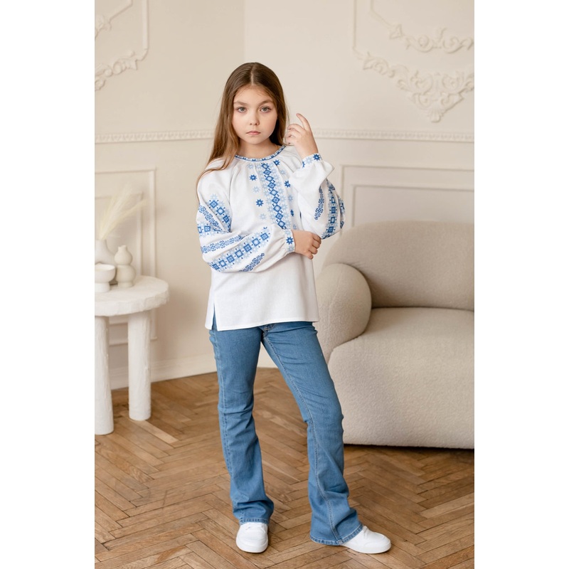 White Embroidered Blouse for Girls