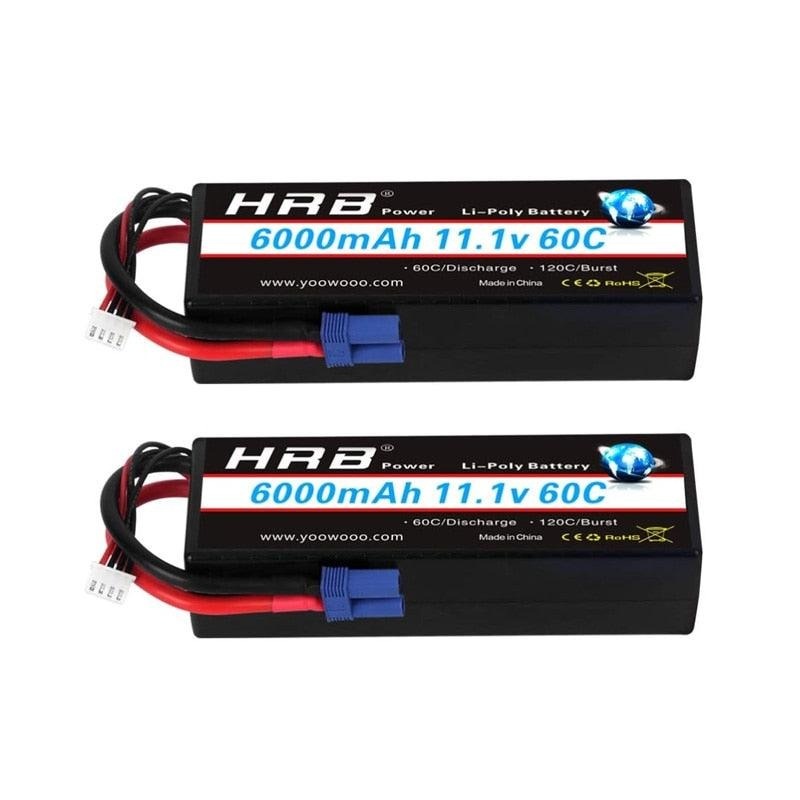 2PCS HRB Hard Case Lipo Battery 2S 3S 4S 6000mah 5200mah 7000mah 60C XT60 Deans EC5 XT90 Cars FPV Boat 2S 5200mah 50C T